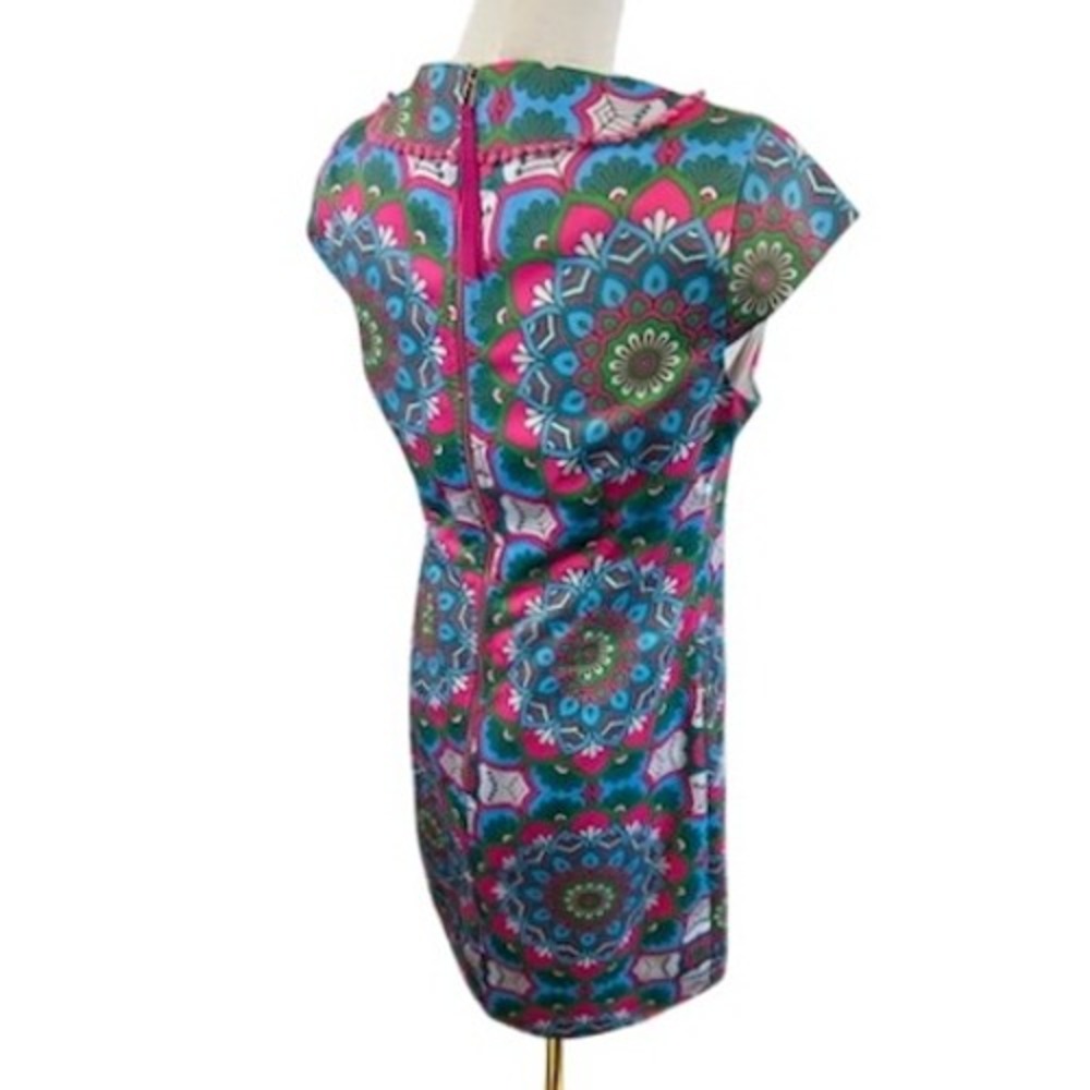 Jade Melody Scuba Tam Women's Dress Colorful Print Pom Pom Trim Size Small - Picture 4 of 7